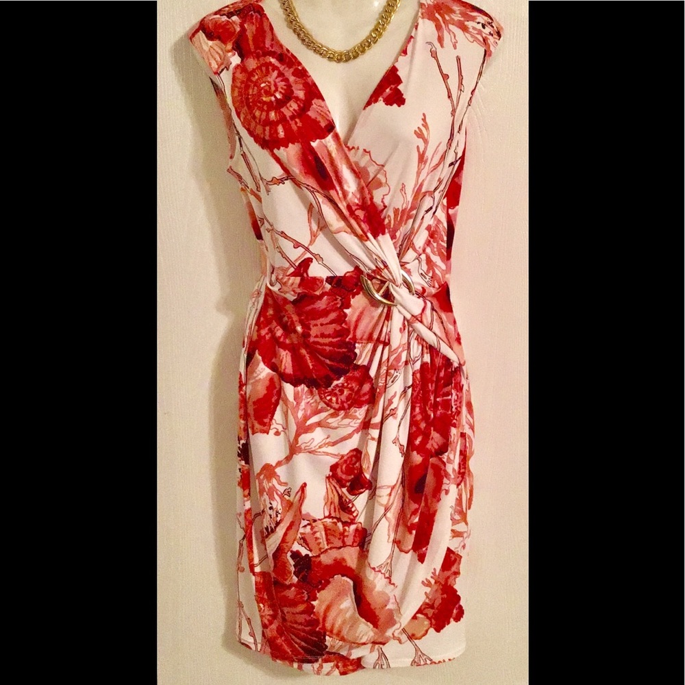 Boston Proper sleeveless dress size 4 coral white